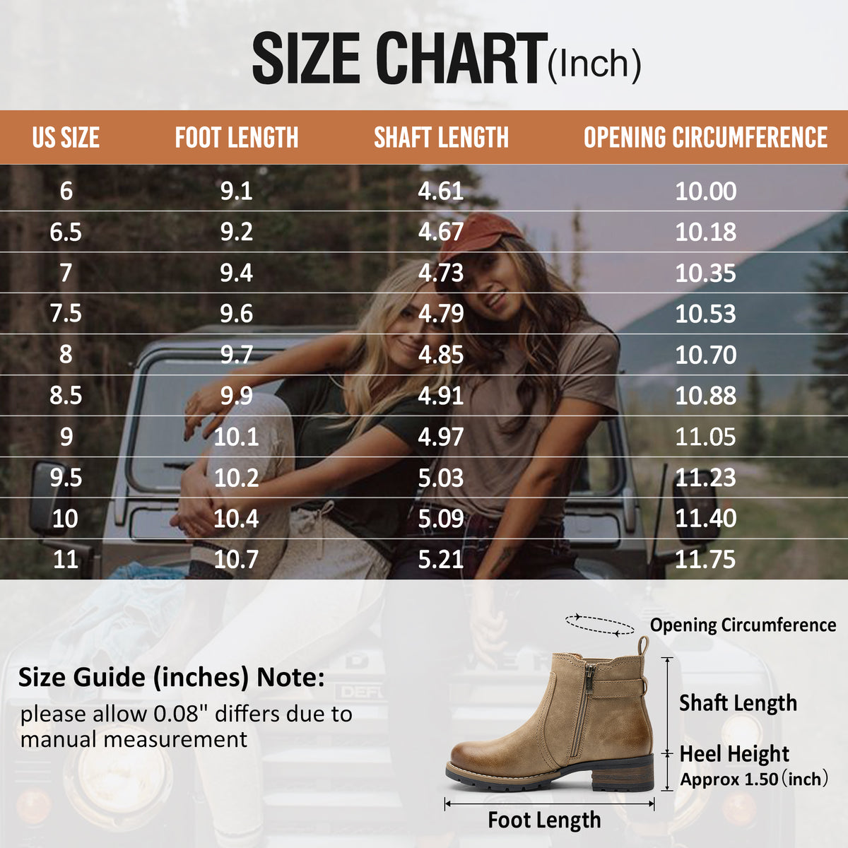 Jeossy Women's 9006 Ankle Boots Short Chelsea Booties for Women Low Heel with Zip
