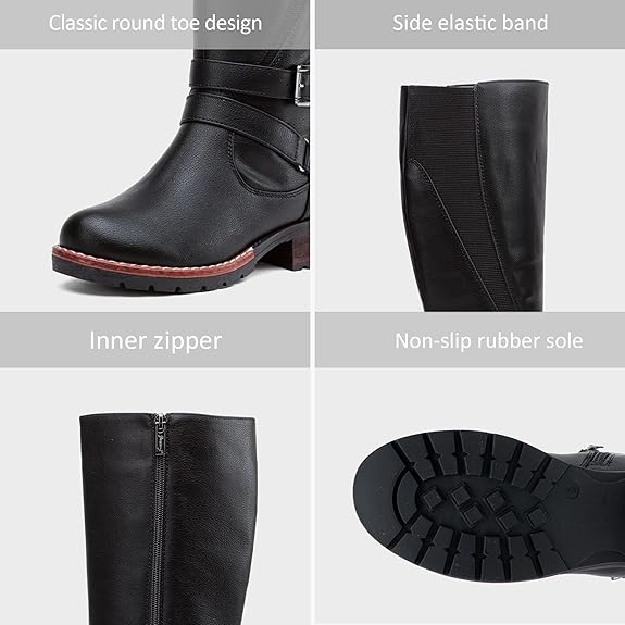 Jeossy Women's 9659 Knee High Boots, Riding Horse Tall Boots with Elastic Band and Side Zipper