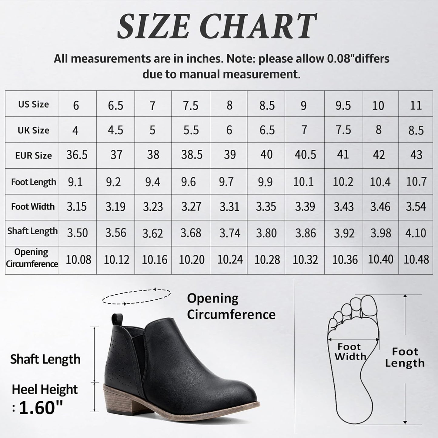 Jeossy Women's 9615+9615L Chelsea Ankle Boots Cutout Perforated Short Booties Slip on