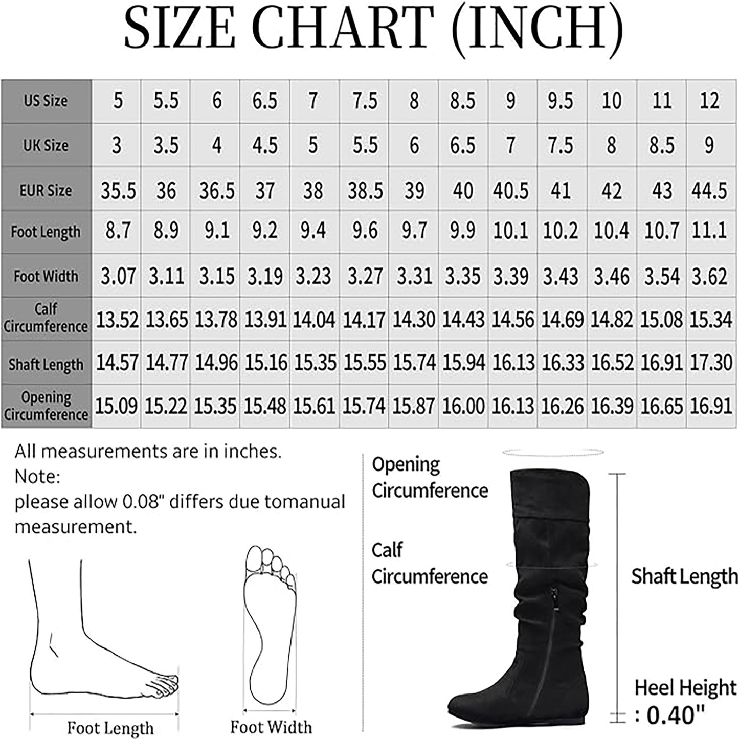 Jeossy Women's 9601+9601W Knee High Boots Tall Slouch Boots with Inside Zipper