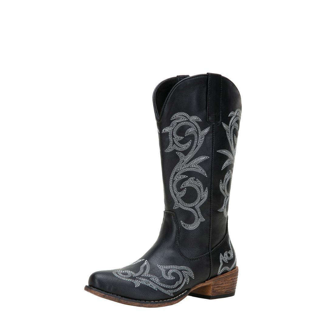 Jeossy Women's 9808 Cowboy Boots Square Toe Cowgirl Boots | Western Embroidered Knee High Boot with Inside Zipper