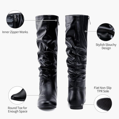 Jeossy Women's 941 Knee High Boots, Falt Slouch Boots, Tall Fall Boots Pull on