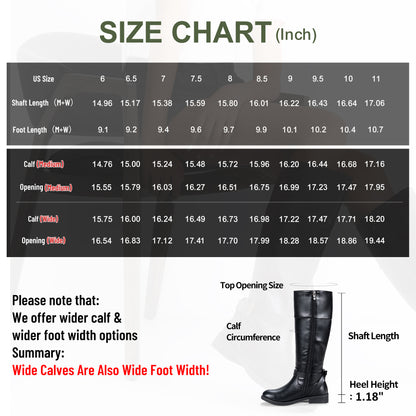 Women's 951+951W Knee High Riding Boots Metal Buckle Calf Boot