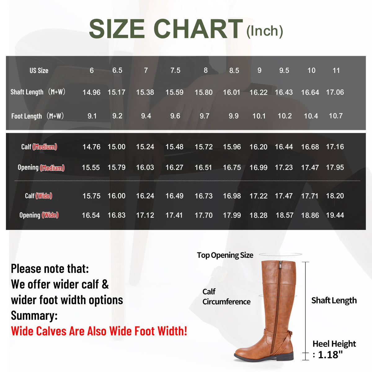 Women's 951+951W Knee High Riding Boots Metal Buckle Calf Boot