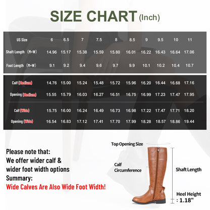 Women's 951+951W Knee High Riding Boots Metal Buckle Calf Boot