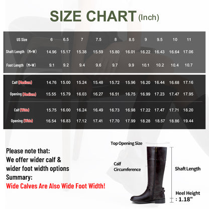 Women's 951+951W Knee High Riding Boots Metal Buckle Calf Boot