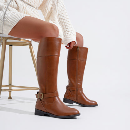 Women's 951+951W Knee High Riding Boots Metal Buckle Calf Boot