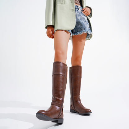 Women's 951+951W Knee High Riding Boots Metal Buckle Calf Boot