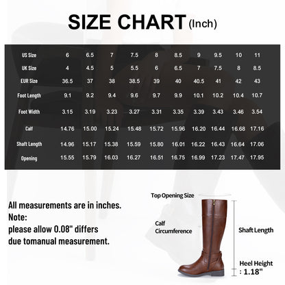 Women's 951+951W Knee High Riding Boots Metal Buckle Calf Boot