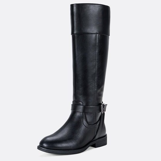 Women's 951+951W Knee High Riding Boots Metal Buckle Calf Boot