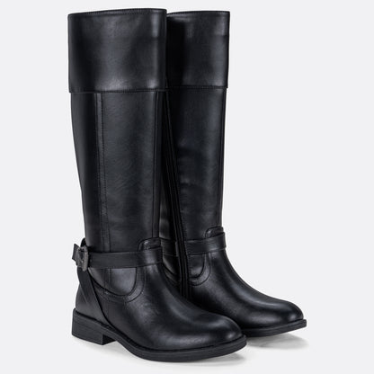 Women's 951+951W Knee High Riding Boots Metal Buckle Calf Boot