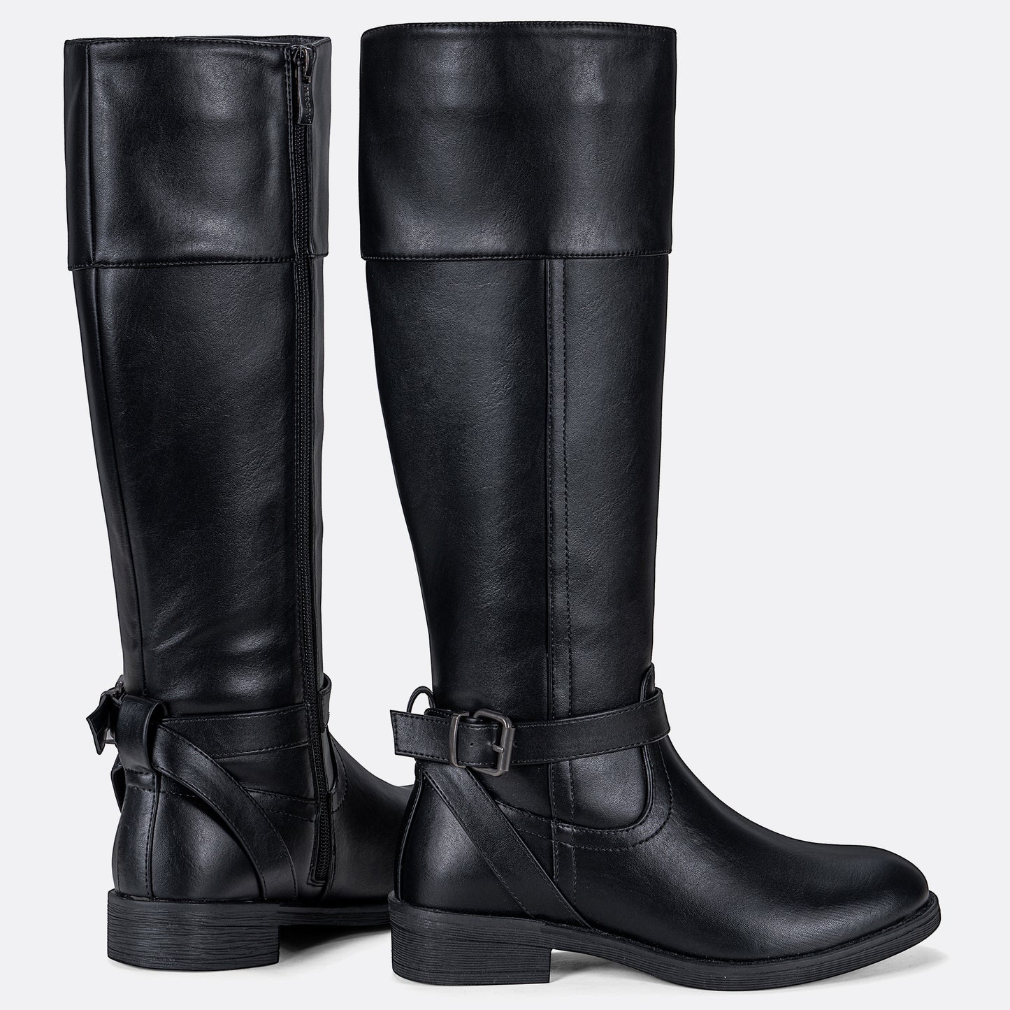 Women's 951+951W Knee High Riding Boots Metal Buckle Calf Boot