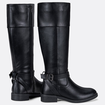 Women's 951+951W Knee High Riding Boots Metal Buckle Calf Boot