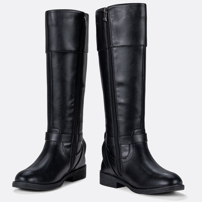 Women's 951+951W Knee High Riding Boots Metal Buckle Calf Boot