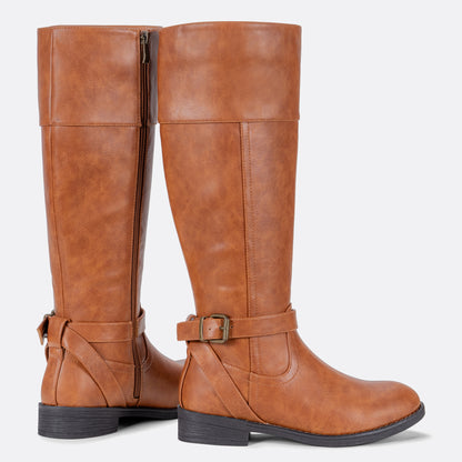 Women's 951+951W Knee High Riding Boots Metal Buckle Calf Boot