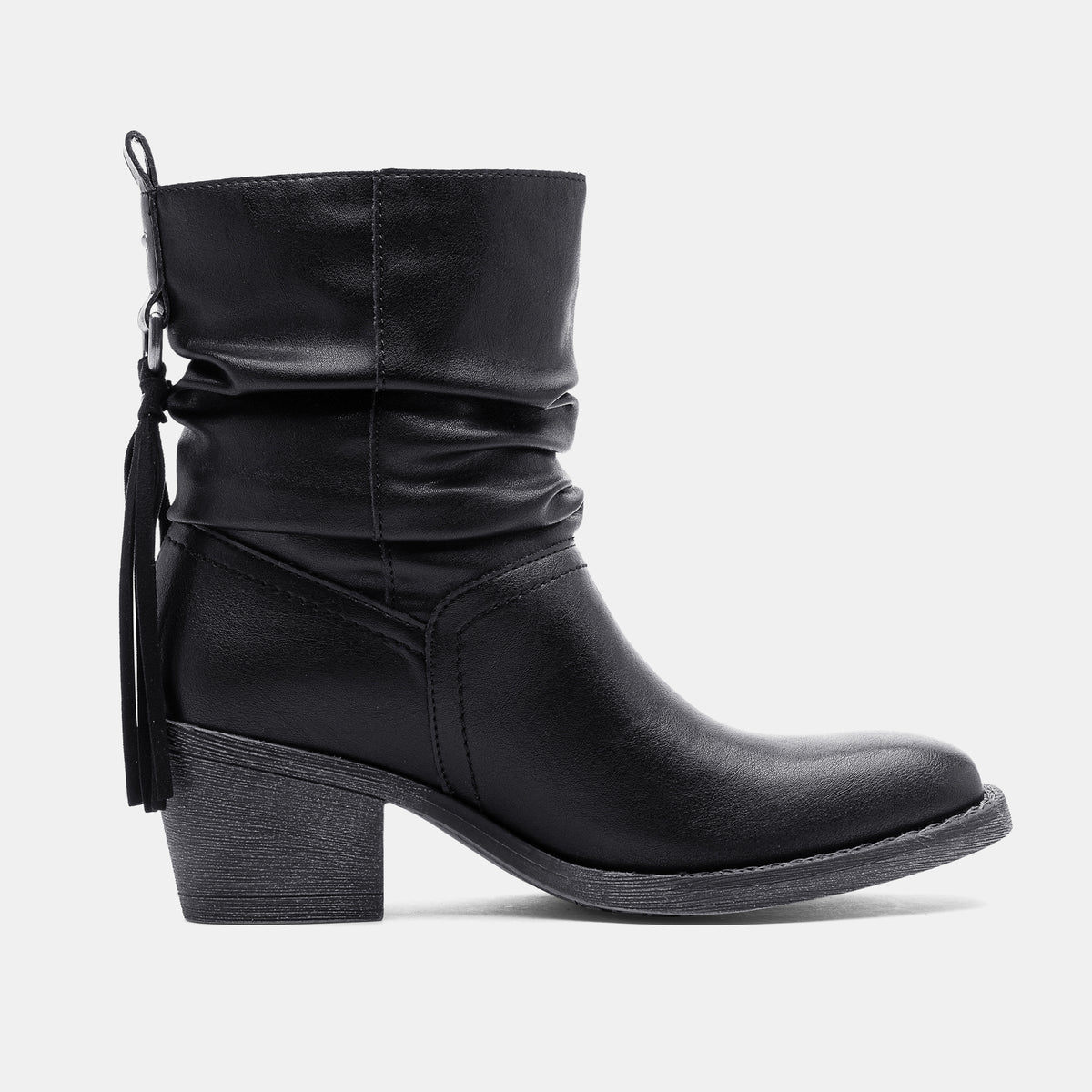 Jeossy 9203 Women's Slouchy Ankle Boots, Square Toe Low Block Heel Tassel
