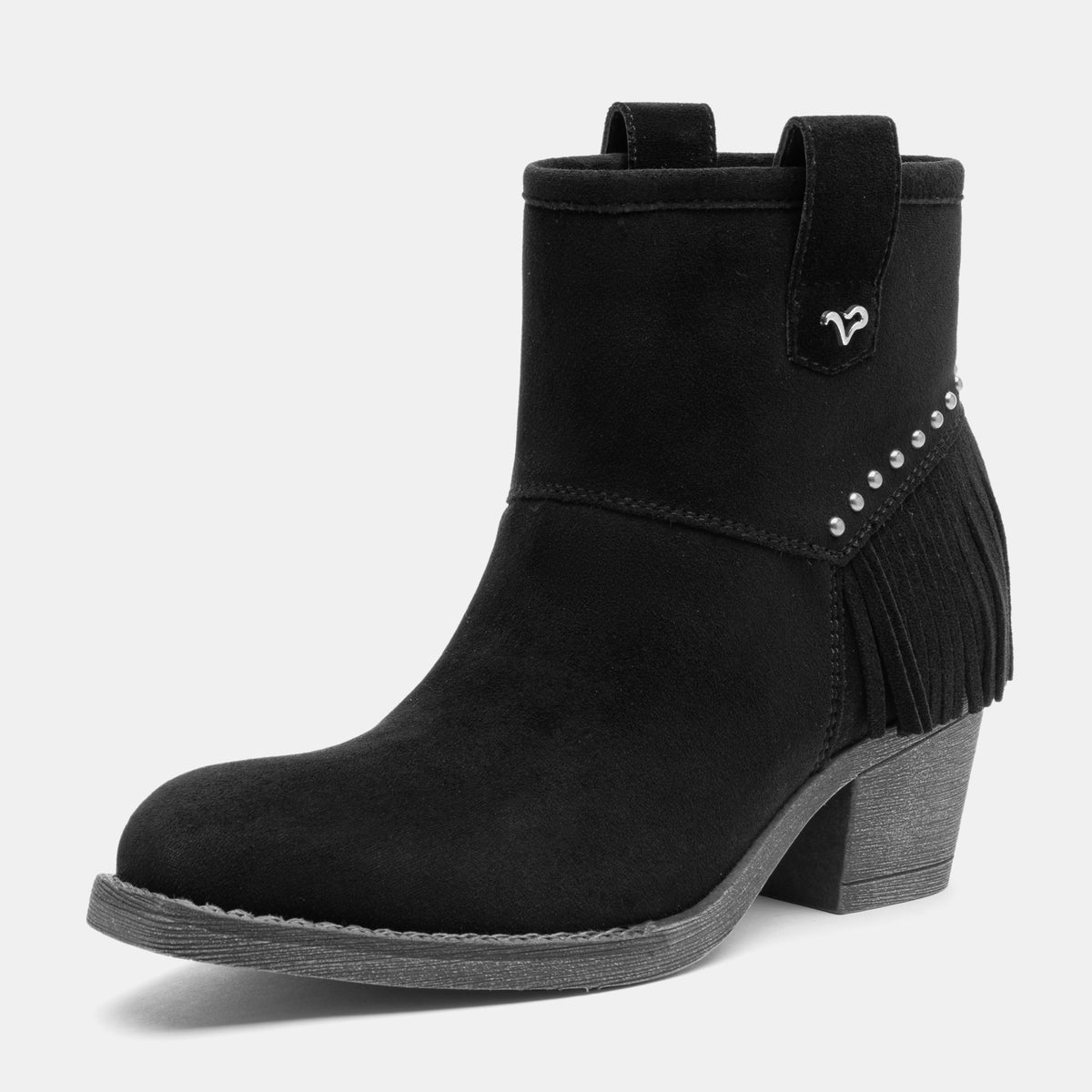 Jeossy 9207 Women's Western Square Toe Low Block Heel Fringe Booties