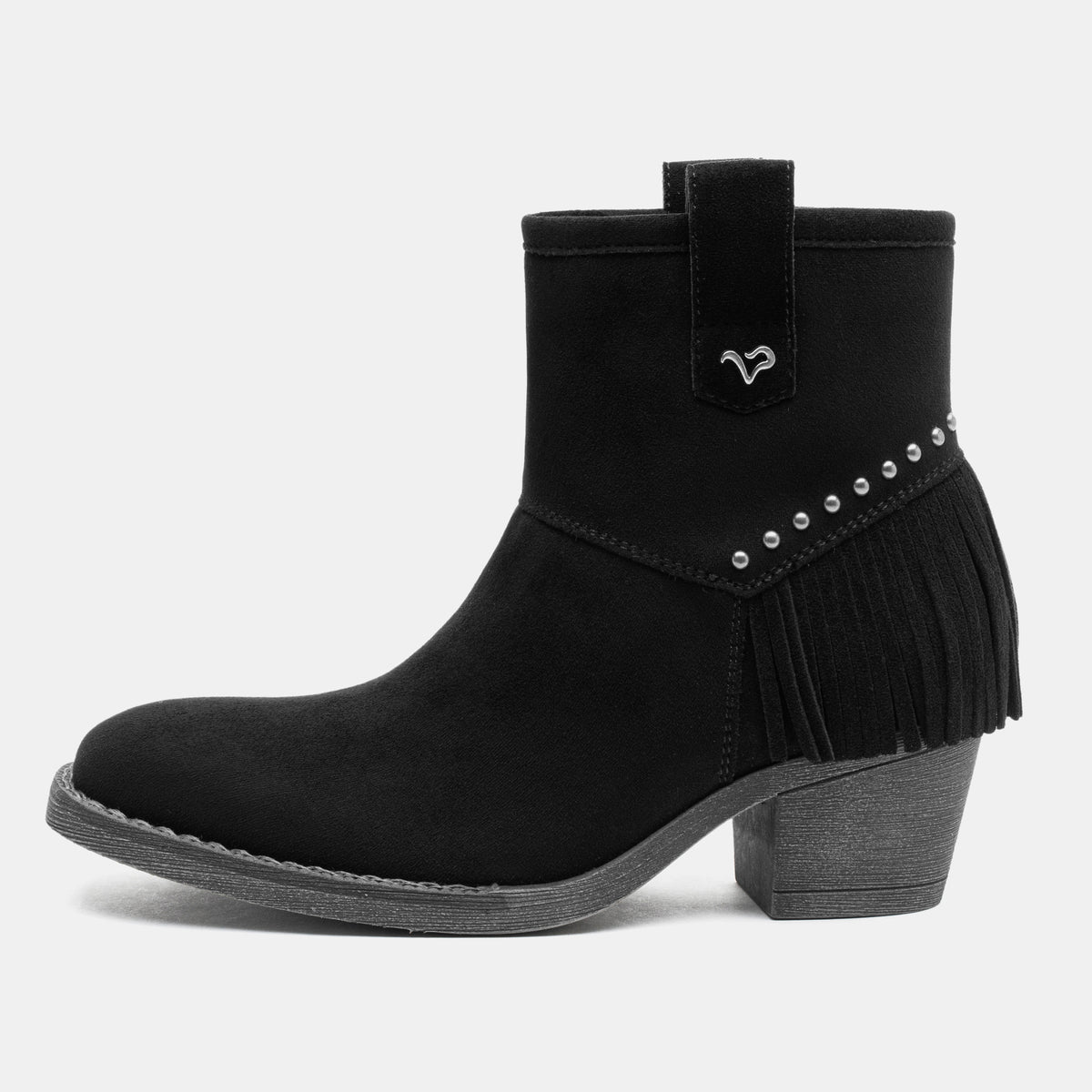 Jeossy 9207 Women's Western Square Toe Low Block Heel Fringe Booties