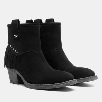 Jeossy 9207 Women's Western Square Toe Low Block Heel Fringe Booties