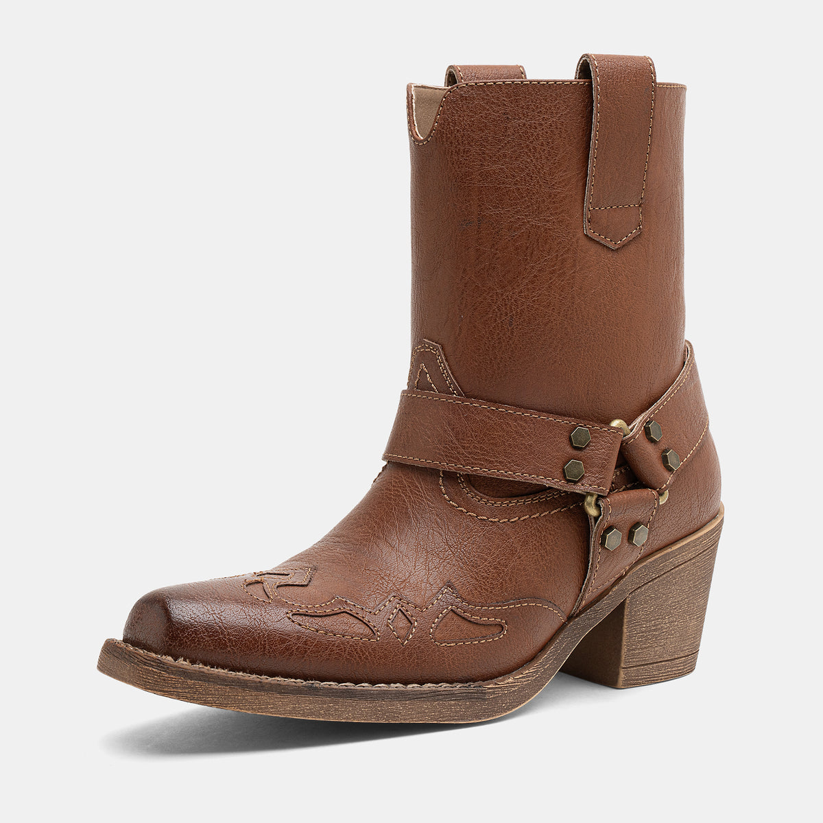 Jeossy 9206 Women's Western Ankle Booties with Studded Strap and Block Heel