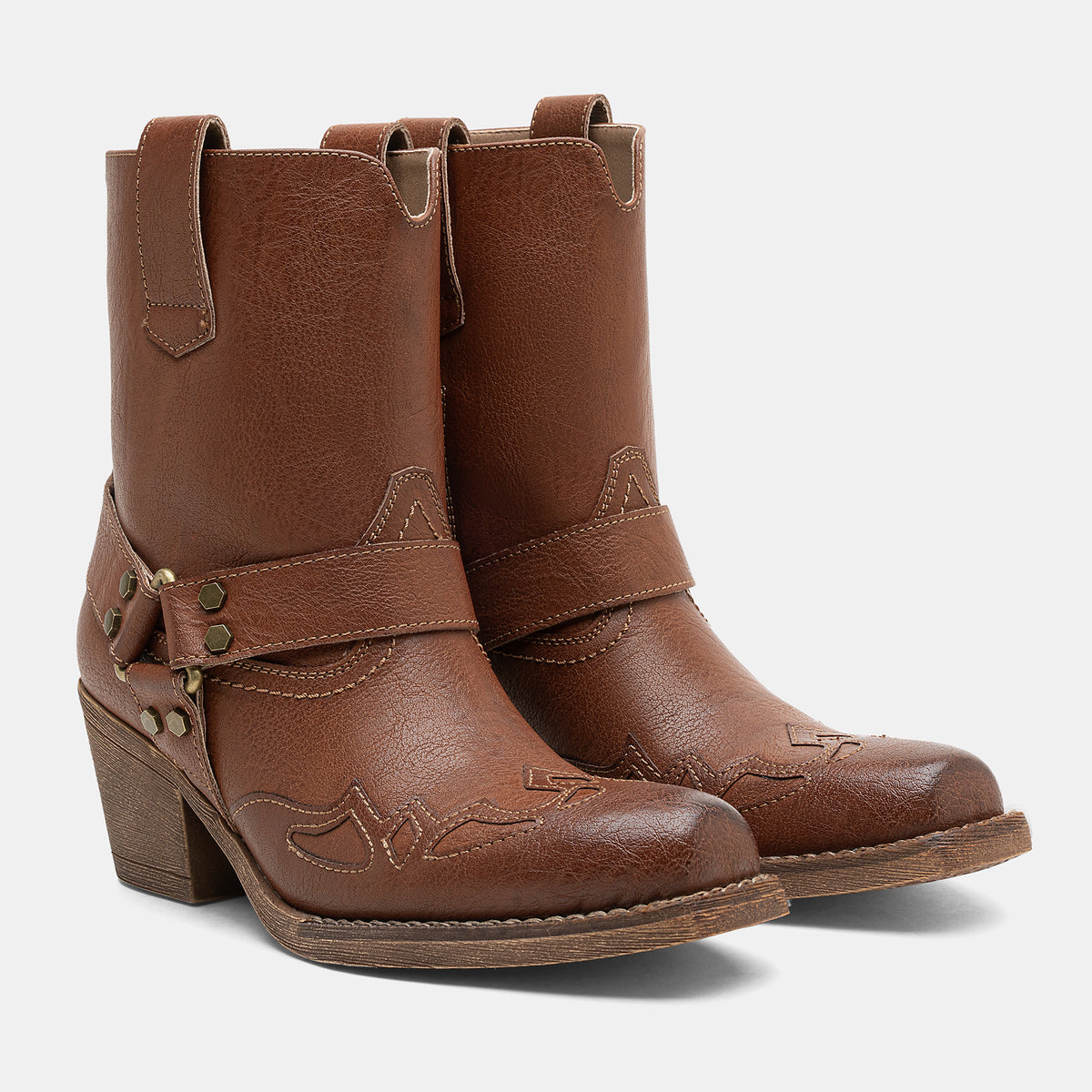 Jeossy 9206 Women's Western Ankle Booties with Studded Strap and Block Heel