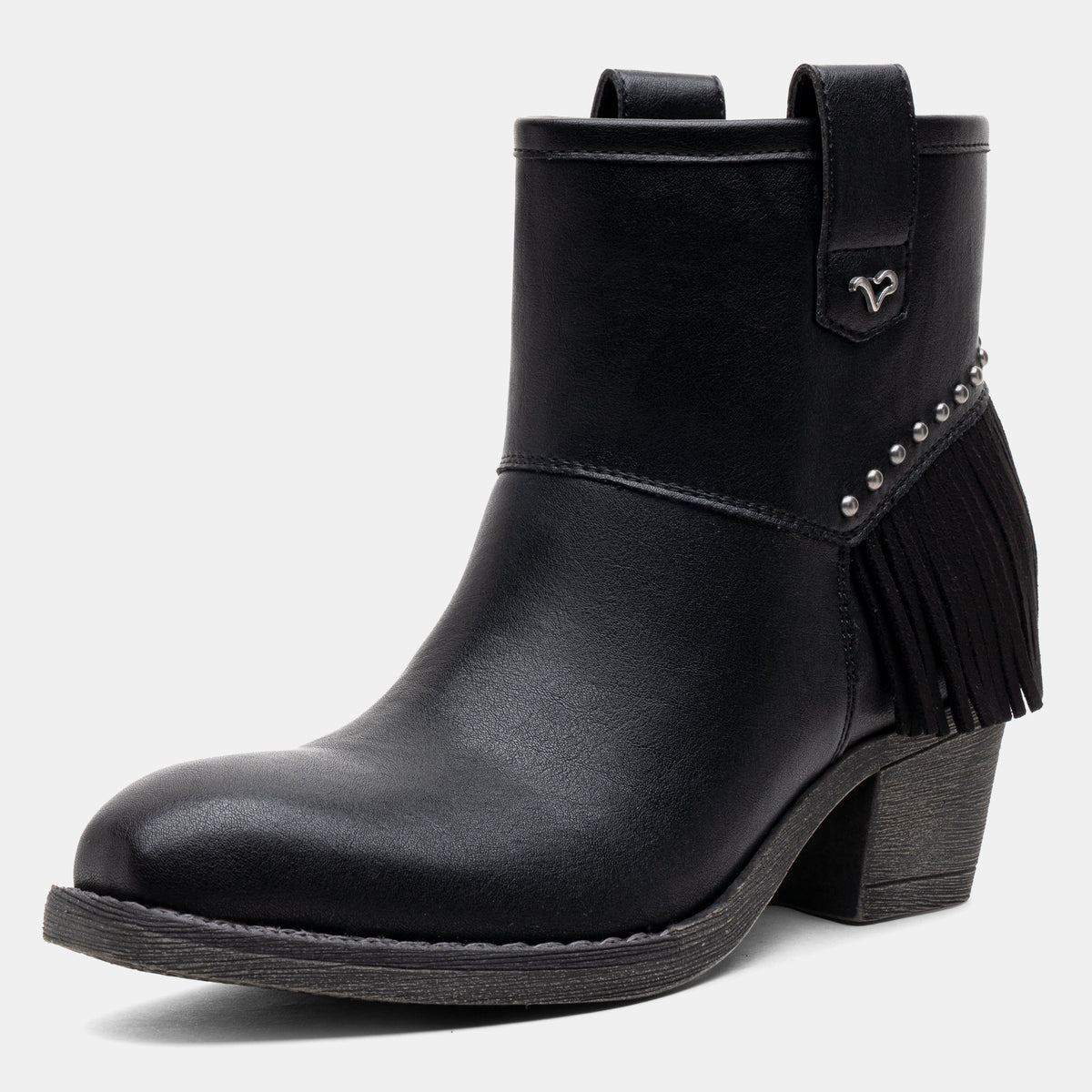 Jeossy 9207 Women's Western Square Toe Low Block Heel Fringe Booties