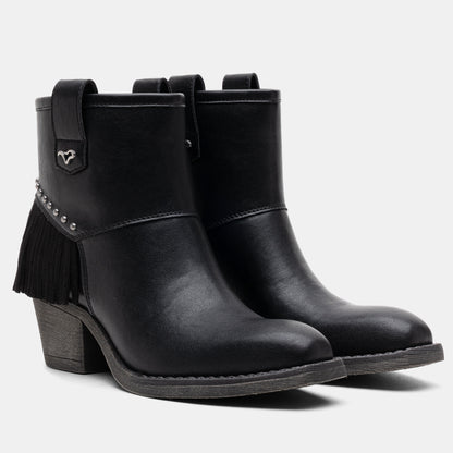 Jeossy 9207 Women's Western Square Toe Low Block Heel Fringe Booties