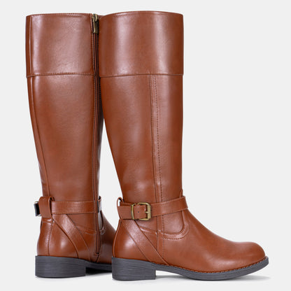 Women's 951+951W Knee High Riding Boots Metal Buckle Calf Boot