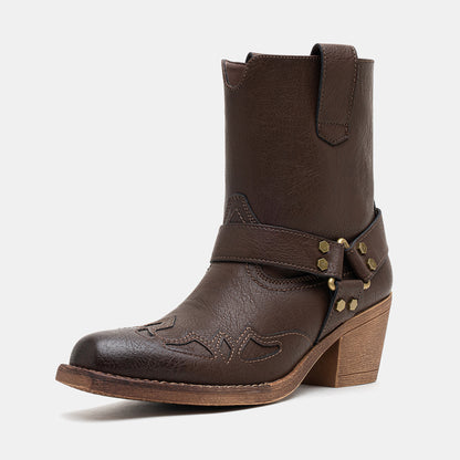 Jeossy 9206 Women's Western Ankle Booties with Studded Strap and Block Heel