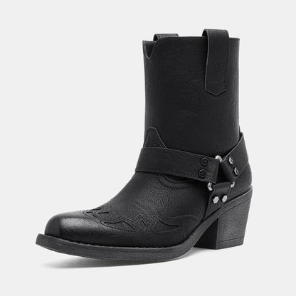 Jeossy 9206 Women's Western Ankle Booties with Studded Strap and Block Heel
