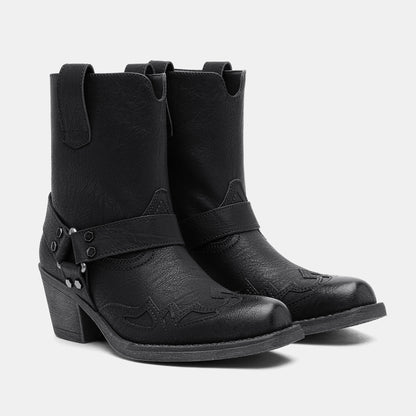 Jeossy 9206 Women's Western Ankle Booties with Studded Strap and Block Heel