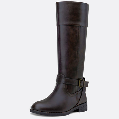 Women's 951+951W Knee High Riding Boots Metal Buckle Calf Boot
