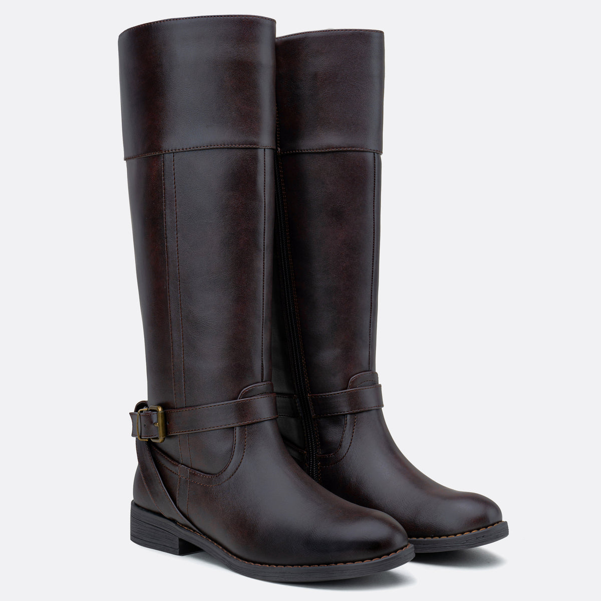 Women's 951+951W Knee High Riding Boots Metal Buckle Calf Boot