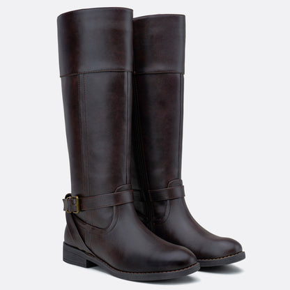 Women's 951+951W Knee High Riding Boots Metal Buckle Calf Boot