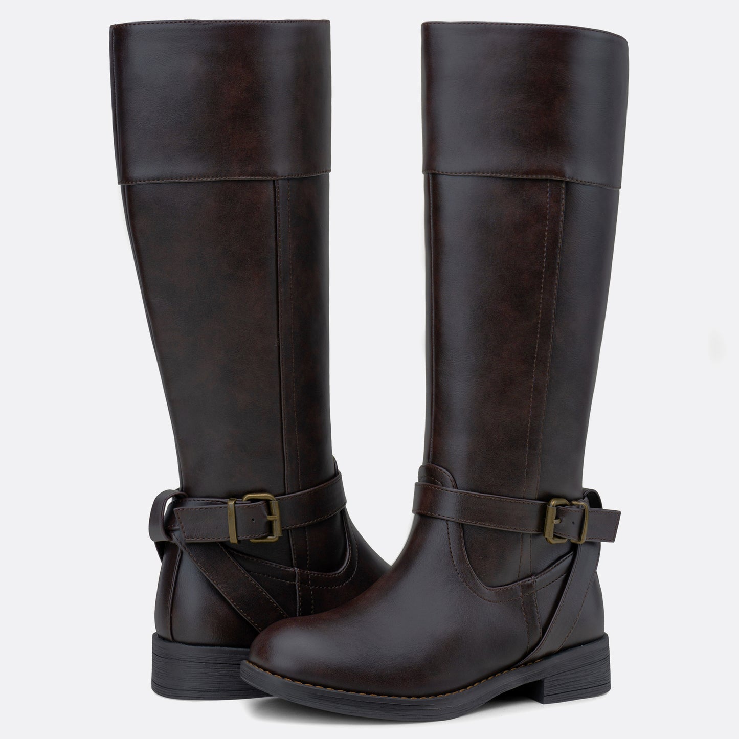 Women's 951+951W Knee High Riding Boots Metal Buckle Calf Boot