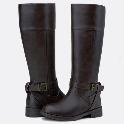 Women's 951+951W Knee High Riding Boots Metal Buckle Calf Boot