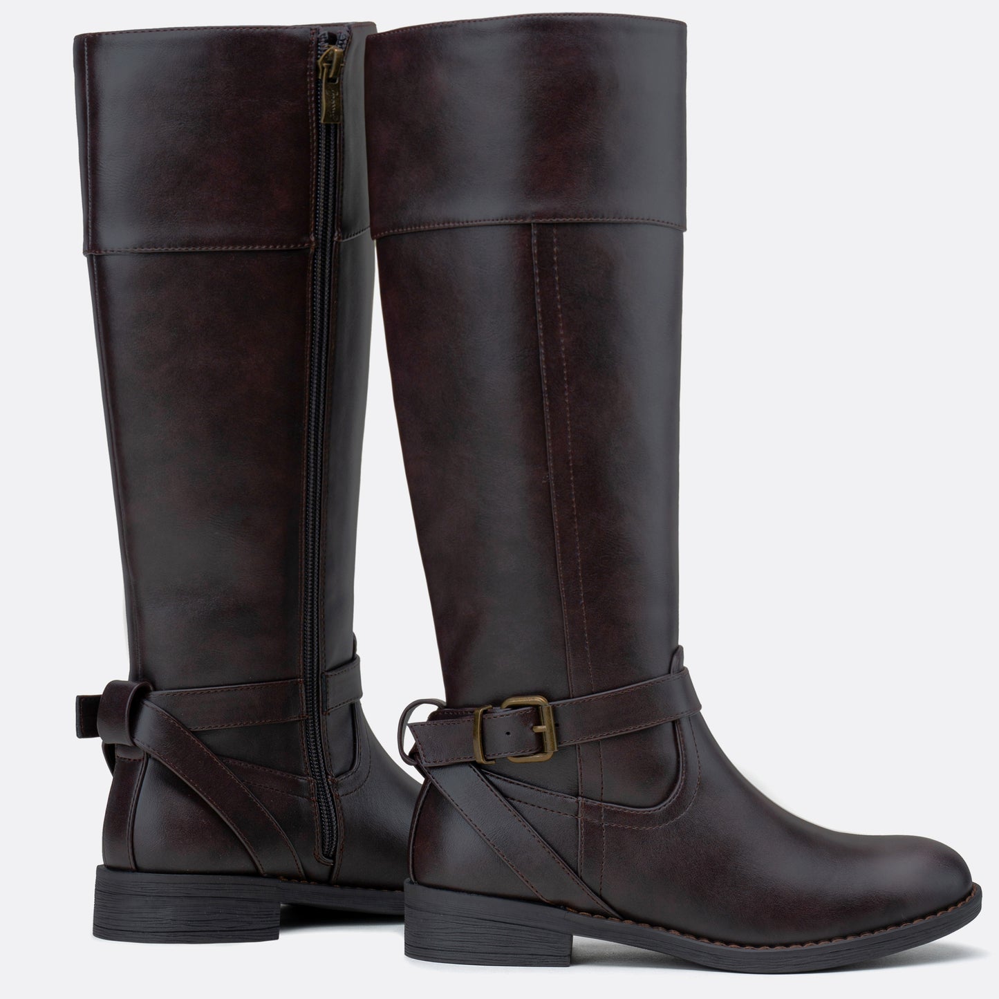 Women's 951+951W Knee High Riding Boots Metal Buckle Calf Boot