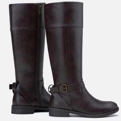 Women's 951+951W Knee High Riding Boots Metal Buckle Calf Boot