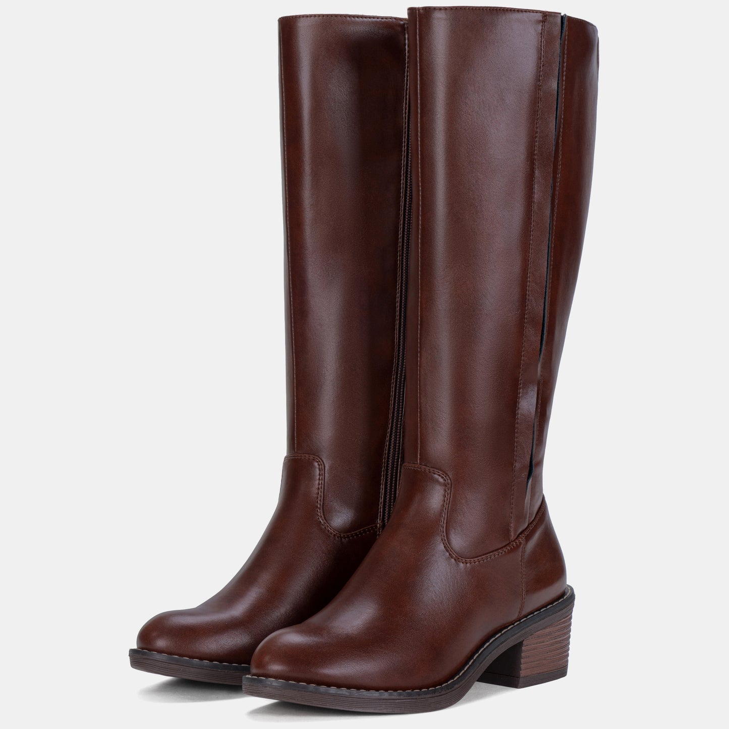 Jeossy 9661A Women's Low Block Heel Knee High Riding Boots