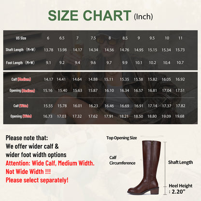 Jeossy 9661A Women's Low Block Heel Knee High Riding Boots