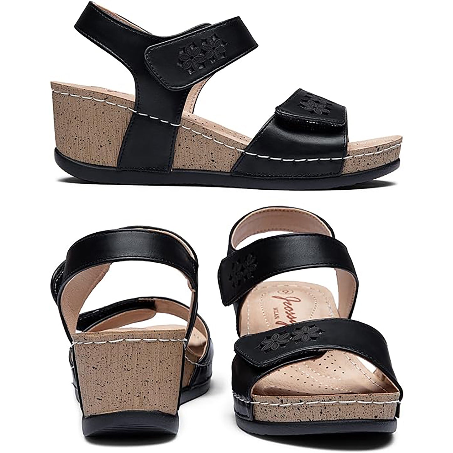 Jeossy Womens Wedge Platform Sandals 838 Open Toe Buckle Ankle Strap Summer Walking Wedges Sandal