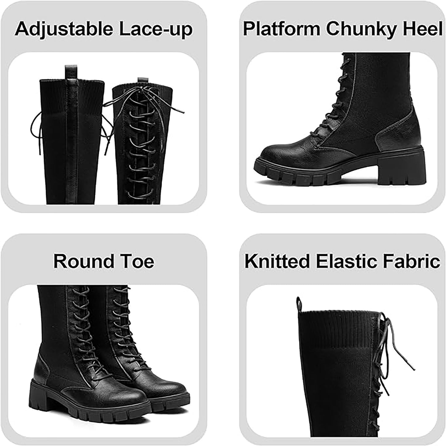 Jeossy Women's 9603 | Knee High Boots | Platform Chunky Heel Boots for Women