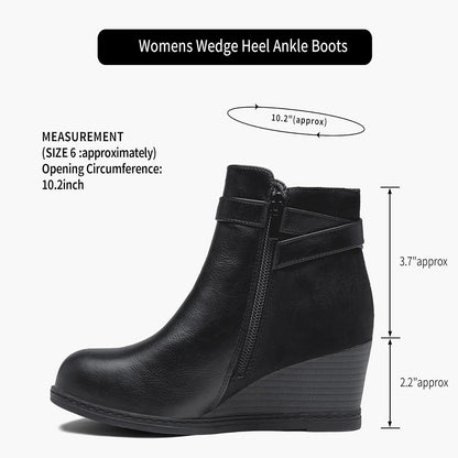 Jeossy Women's 9636 Wedge Boots Comfortable Ankle Wedge Booties with Side Zipper