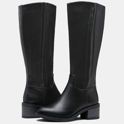 Jeossy 9661A Women's Low Block Heel Knee High Riding Boots
