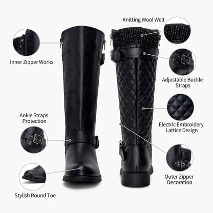 Women's 945 Knee High Riding Boots Metal Buckle Calf Boot