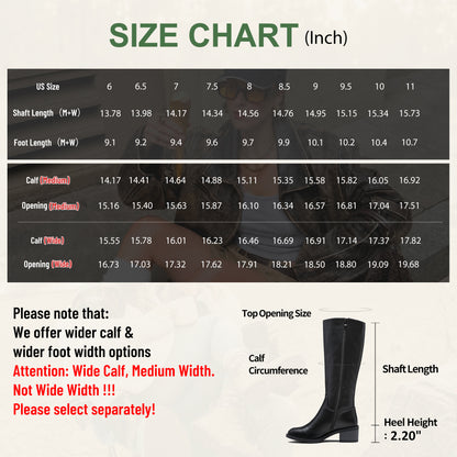 Jeossy 9661A Women's Low Block Heel Knee High Riding Boots