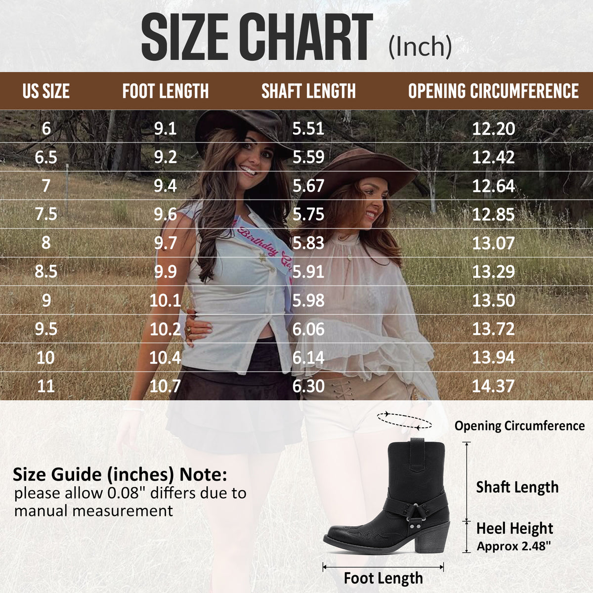 Jeossy 9206 Women's Western Ankle Booties with Studded Strap and Block Heel