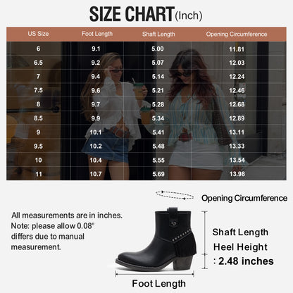 Jeossy 9207 Women's Western Square Toe Low Block Heel Fringe Booties