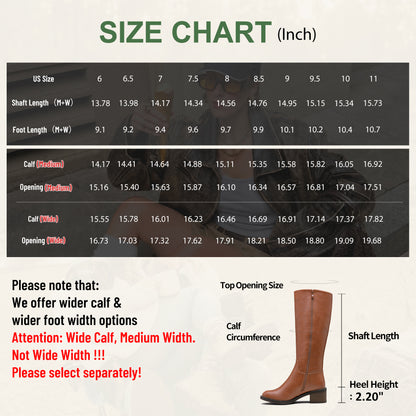 Jeossy 9661A Women's Low Block Heel Knee High Riding Boots