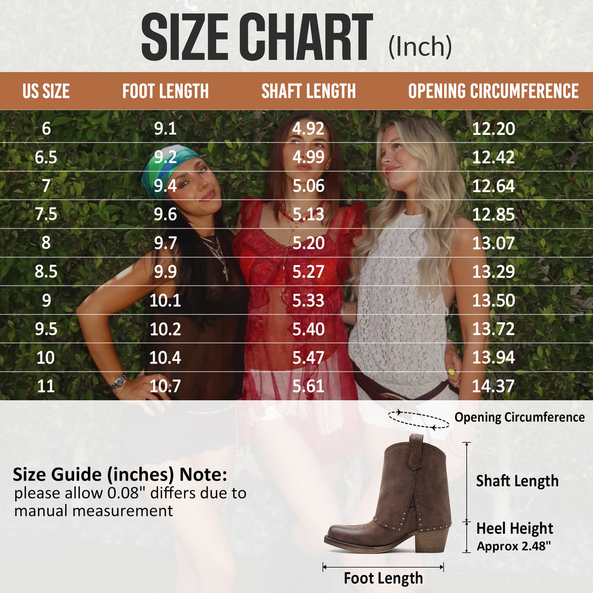 Jeossy 9202 Women's Western Studded Ankle Boots